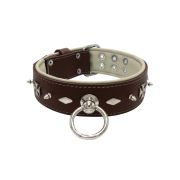 Motif with very impressive 10mm metal studs, diamonds, and medieval crosses with leather backing – KD01084/80/50/BR/09