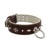 Motif with very impressive 10mm metal studs, diamonds, and medieval crosses with leather backing – KD01084/80/50/BR/09