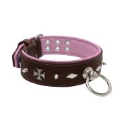 Motif with very impressive 10mm metal studs, diamonds, and medieval crosses with leather backing – KD01084/80/50/BR/10