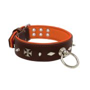 Motif with very impressive 10mm metal studs, diamonds, and medieval crosses with leather backing – KD01084/80/50/BR/11