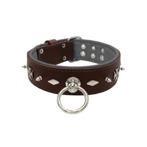 Motif with very impressive 10mm metal studs, diamonds, and medieval crosses with leather backing – KD01084/80/50/BR/12