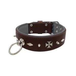 Motif with very impressive 10mm metal studs, diamonds, and medieval crosses with leather backing – KD01084/80/50/BR/12