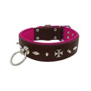 Motif with very impressive 10mm metal studs, diamonds, and medieval crosses with leather backing – KD01084/80/50/BR/13
