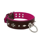 Motif with very impressive 10mm metal studs, diamonds, and medieval crosses with leather backing – KD01084/80/50/BR/13