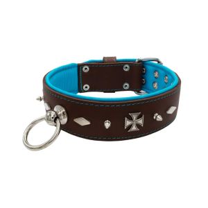 Motif with very impressive 10mm metal studs, diamonds, and medieval crosses with leather backing – KD01084/80/50/BR/14