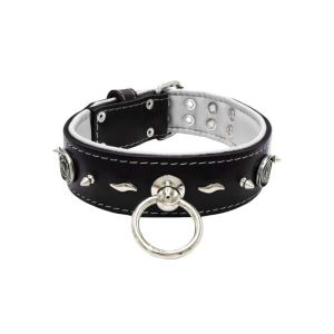 Motif with very impressive 10mm metal studs, medieval whirlwind, and lightning shape with leather backing – KD01085/70/50/BK/02