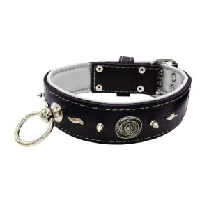 Motif with very impressive 10mm metal studs, medieval whirlwind, and lightning shape with leather backing – KD01085/70/50/BK/02