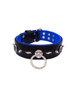 Motivo con impresionantes tachuelas metálicas de 10 mm, torbellino medieval y forma de rayo con soporte de cuero - KD01085/70/50/BK/03