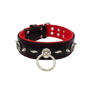 Motif with very impressive 10mm metal studs, medieval whirlwind, and lightning shape with leather backing – KD01085/70/50/BK/04