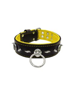 Motif with very impressive 10mm metal studs, medieval whirlwind, and lightning shape with leather backing - KD01085/70/50/BK/06