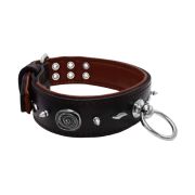 Motivo con impresionantes tachuelas metálicas de 10 mm, torbellino medieval y forma de rayo con soporte de cuero – KD01085/70/50/BK/08