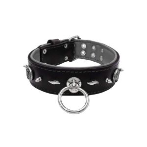 Motif with very impressive 10mm metal studs, medieval whirlwind, and lightning shape with leather backing – KD01085/70/50/BK/12
