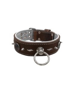 Motivo con impresionantes tachuelas metálicas de 10 mm, torbellino medieval y forma de rayo con soporte de cuero - KD01085/70/50/BR/02
