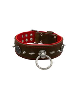 Motivo con impresionantes tachuelas metálicas de 10 mm, torbellino medieval y forma de rayo con soporte de cuero - KD01085/70/50/BR/04