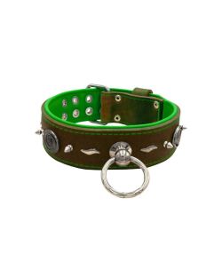 Motivo con impresionantes tachuelas metálicas de 10 mm, torbellino medieval y forma de rayo con soporte de cuero - KD01085/70/50/BR/05
