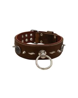 Motif with very impressive 10mm metal studs, medieval whirlwind, and lightning shape with leather backing - KD01085/70/50/BR/08