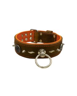 Motivo con impresionantes tachuelas metálicas de 10 mm, torbellino medieval y forma de rayo con soporte de cuero - KD01085/70/50/BR/11