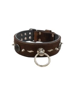 Motif with very impressive 10mm metal studs, medieval whirlwind, and lightning shape with leather backing - KD01085/70/50/BR/12