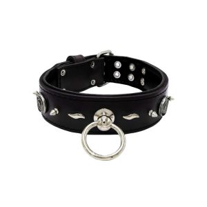 Motif with very impressive 10mm metal studs, medieval whirlwind, and lightning shape with leather backing – KD01085/75/50/BK/01