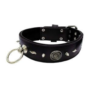 Motif with very impressive 10mm metal studs, medieval whirlwind, and lightning shape with leather backing – KD01085/75/50/BK/01