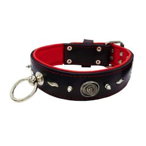 Motif with very impressive 10mm metal studs, medieval whirlwind, and lightning shape with leather backing – KD01085/75/50/BK/04