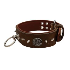 Motif with very impressive 10mm metal studs, medieval whirlwind, and lightning shape with leather backing – KD01085/75/50/BR/08