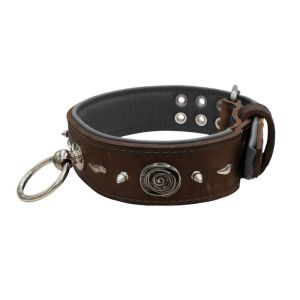 Motif with very impressive 10mm metal studs, medieval whirlwind, and lightning shape with leather backing – KD01085/75/50/BR/12