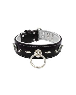 Motif with very impressive 10mm metal studs, medieval whirlwind, and lightning shape with leather backing - KD01085/80/50/BK/02