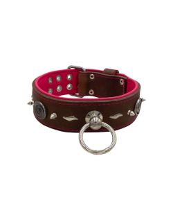 Motivo con impresionantes tachuelas metálicas de 10 mm, torbellino medieval y forma de rayo con soporte de cuero - KD01085/80/50/BR/13