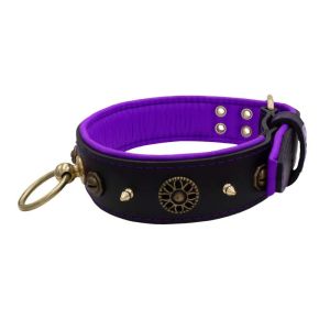 Motif with very impressive 10mm metal studs, featuring a polygonal design and a round Inca shield with leather backing – KD01087/70/50/BK/07