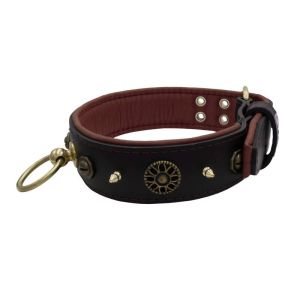Motif with very impressive 10mm metal studs, featuring a polygonal design and a round Inca shield with leather backing – KD01087/70/50/BK/08
