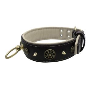 Motif with very impressive 10mm metal studs, featuring a polygonal design and a round Inca shield with leather backing – KD01087/70/50/BK/09