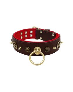 Motif with very impressive 10mm metal studs, featuring a polygonal design and a round Inca shield with leather backing - KD01087/70/50/BR/04
