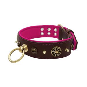 Motif with very impressive 10mm metal studs, featuring a polygonal design and a round Inca shield with leather backing – KD01087/70/50/BR/13