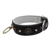 Motif with very impressive 10mm metal studs, featuring a polygonal design and a round Inca shield with leather backing – KD01087/75/50/BK/02