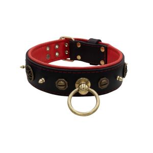 Motif with very impressive 10mm metal studs, featuring a polygonal design and a round Inca shield with leather backing – KD01087/75/50/BK/04
