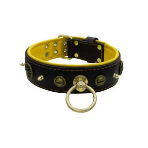 Motif with very impressive 10mm metal studs, featuring a polygonal design and a round Inca shield with leather backing – KD01087/75/50/BK/06