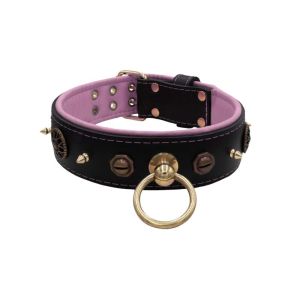Motif with very impressive 10mm metal studs, featuring a polygonal design and a round Inca shield with leather backing – KD01087/75/50/BK/10