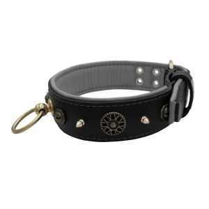 Motif with very impressive 10mm metal studs, featuring a polygonal design and a round Inca shield with leather backing – KD01087/75/50/BK/12