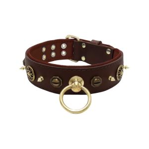 Motif with very impressive 10mm metal studs, featuring a polygonal design and a round Inca shield with leather backing – KD01087/75/50/BR/08