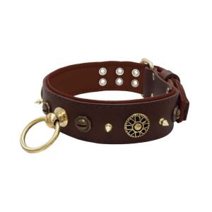 Motif with very impressive 10mm metal studs, featuring a polygonal design and a round Inca shield with leather backing – KD01087/75/50/BR/08