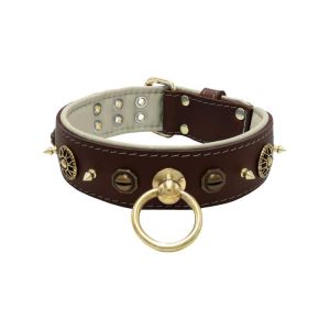 Motif with very impressive 10mm metal studs, featuring a polygonal design and a round Inca shield with leather backing – KD01087/75/50/BR/09