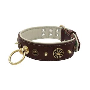 Motif with very impressive 10mm metal studs, featuring a polygonal design and a round Inca shield with leather backing – KD01087/75/50/BR/09