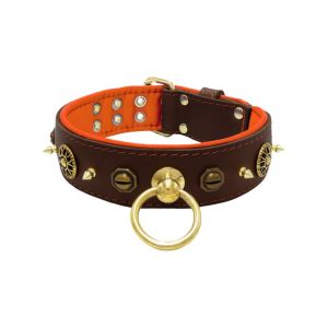 Motif with very impressive 10mm metal studs, featuring a polygonal design and a round Inca shield with leather backing – KD01087/75/50/BR/11