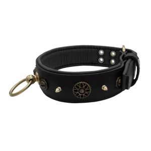 Motif with very impressive 10mm metal studs, featuring a polygonal design and a round Inca shield with leather backing – KD01087/80/50/BK/01