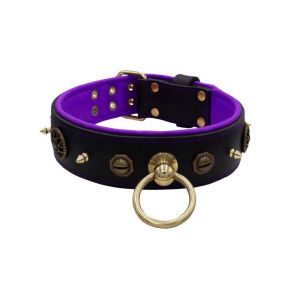 Motif with very impressive 10mm metal studs, featuring a polygonal design and a round Inca shield with leather backing – KD01087/80/50/BK/07