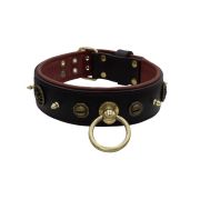 Motif with very impressive 10mm metal studs, featuring a polygonal design and a round Inca shield with leather backing – KD01087/80/50/BK/08