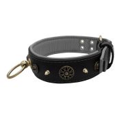 Motif with very impressive 10mm metal studs, featuring a polygonal design and a round Inca shield with leather backing – KD01087/80/50/BK/12