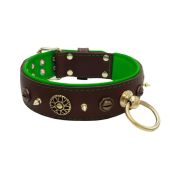 Motif with very impressive 10mm metal studs, featuring a polygonal design and a round Inca shield with leather backing – KD01087/80/50/BR/05