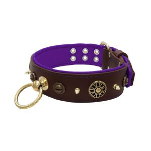 Motif with very impressive 10mm metal studs, featuring a polygonal design and a round Inca shield with leather backing – KD01087/80/50/BR/07